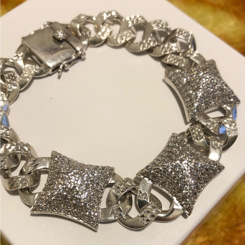 925 CZ cuban link 10mm Bracelet Unisex